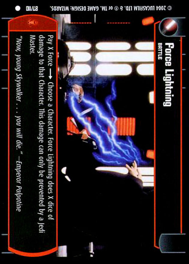 Force Lightning : A Battle type card for Star Wars Trading Card Game (SWTCG)