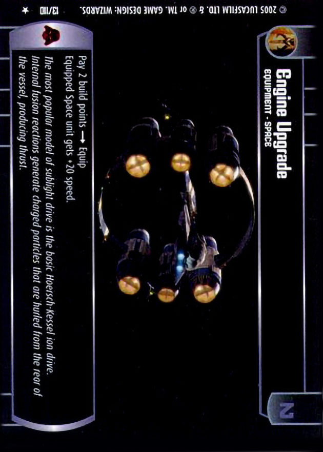Engine Upgrade : A Equipment type card for Star Wars Trading Card Game (SWTCG)