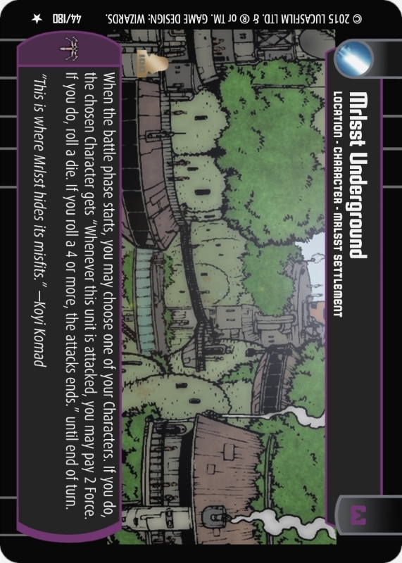 Mrlsst Underground : A Location type card for Star Wars Trading Card Game (SWTCG)