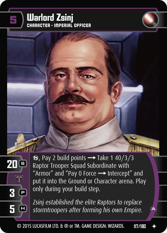 Warlord Zsinj (A) Card Star Wars Trading Card Game