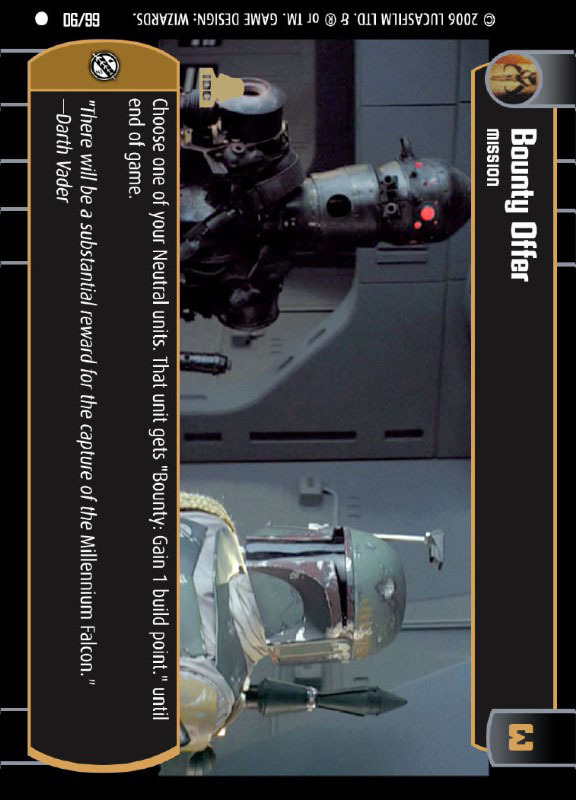 Bounty Offer : A Mission type card for Star Wars Trading Card Game (SWTCG)