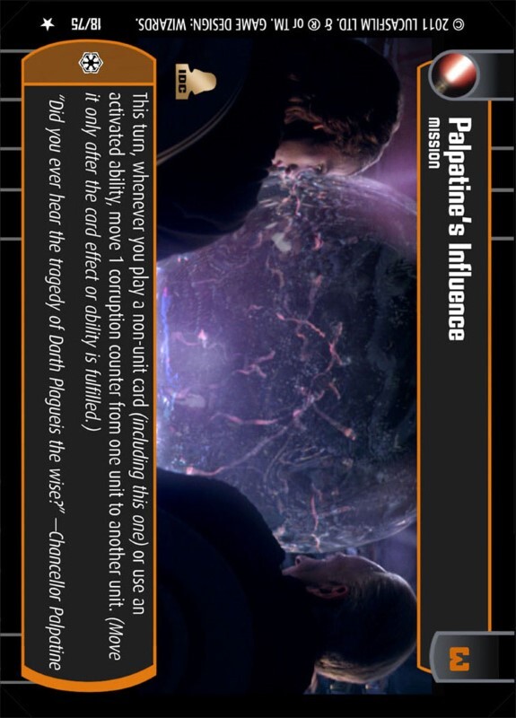 Palpatine's Influence : A Mission type card for Star Wars Trading Card Game (SWTCG)