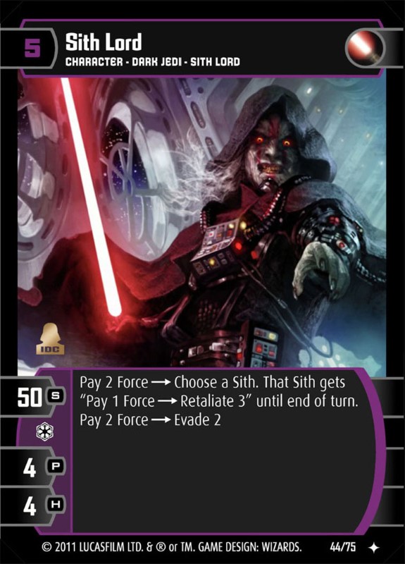Sith Lord Card - Star Wars Trading Card Game