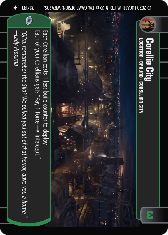Corellia City : A Location type card for Star Wars Trading Card Game (SWTCG)
