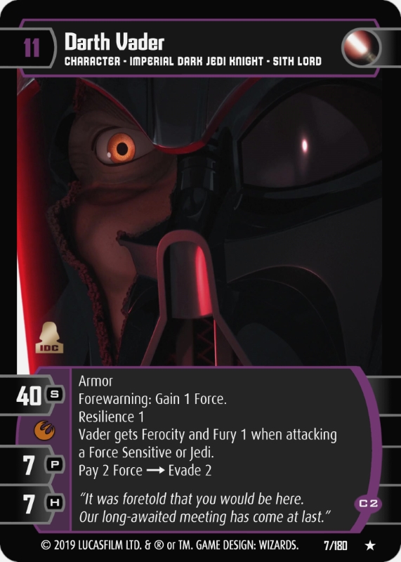 Best Cards For Darth Vader Battlefront 2 Darth Vader (R) Card - Star Wars Trading Card Game