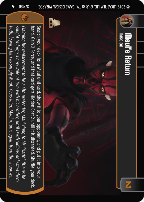 Maul's Return : A Mission type card for Star Wars Trading Card Game (SWTCG)