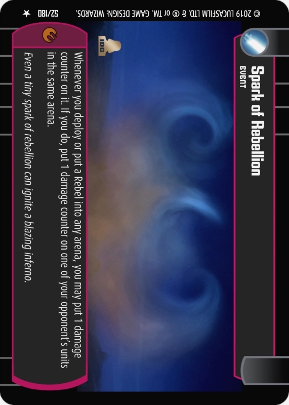Spark of Rebellion : A Event type card for Star Wars Trading Card Game (SWTCG)