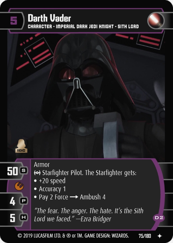 Best Cards For Darth Vader Battlefront 2 Darth Vader (D2) Card - Star Wars Trading Card Game