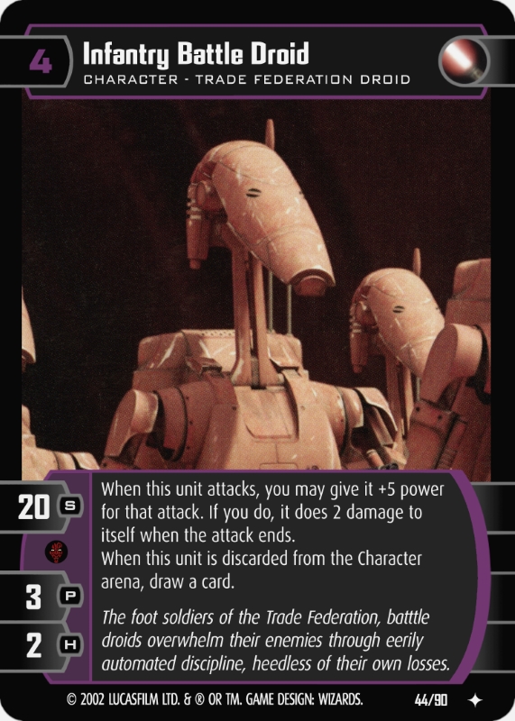 Infantry Battle Droid Card - Star Wars Trading Card Game