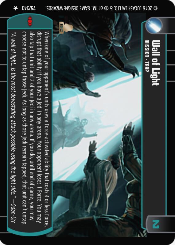 Wall of Light : A Mission type card for Star Wars Trading Card Game (SWTCG)