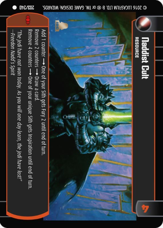 Naddist Cult : A Resource type card for Star Wars Trading Card Game (SWTCG)