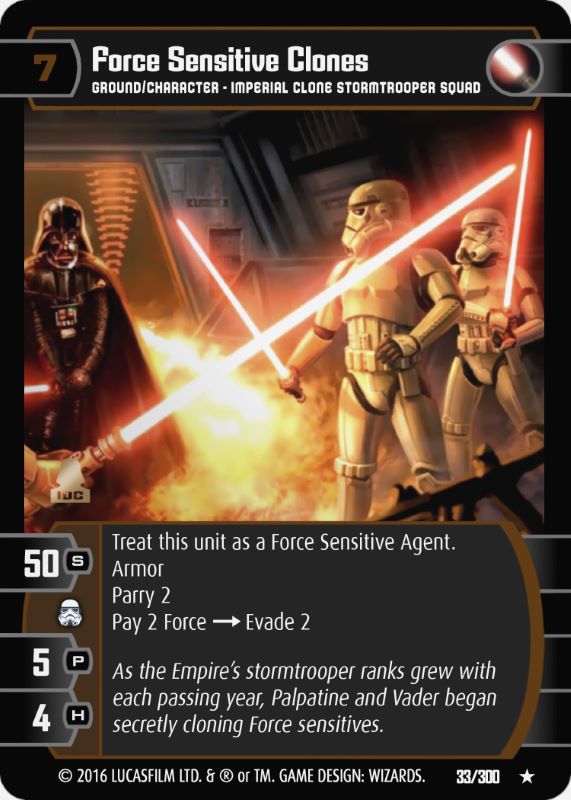 Force Sensitive Clones Card - Star Wars Trading Card Game