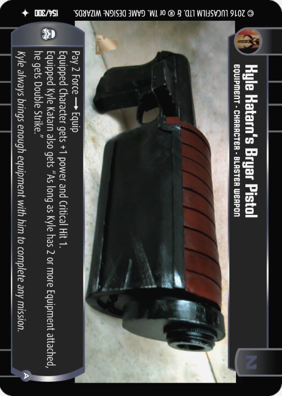 Kyle Katarn's Bryar Pistol (A) : A Equipment type card for Star Wars Trading Card Game (SWTCG)