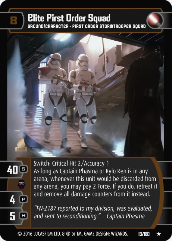 Elite First Order Squad Card - Star Wars Trading Card Game