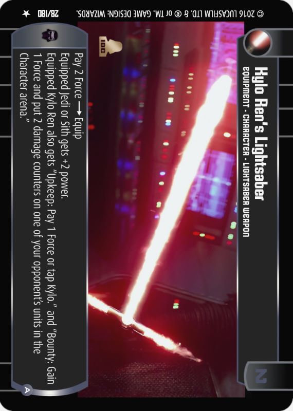 Kylo Ren's Lightsaber (A) : A Equipment type card for Star Wars Trading Card Game (SWTCG)