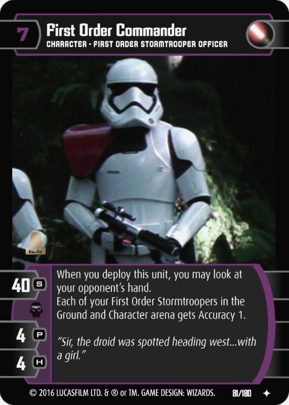 First Order Commander Card - Star Wars Trading Card Game