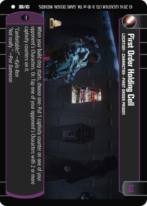First Order Holding Cell : A Location type card for Star Wars Trading Card Game (SWTCG)
