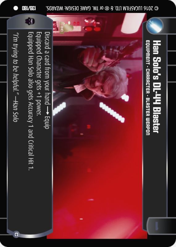 Han Solo's DL-44 Blaster (C) : A Equipment type card for Star Wars Trading Card Game (SWTCG)