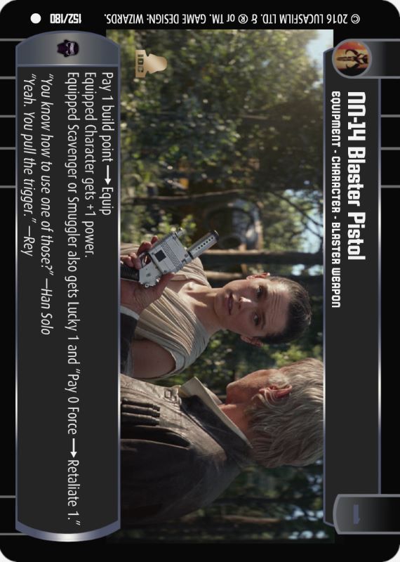 NN-14 Blaster Pistol : A Equipment type card for Star Wars Trading Card Game (SWTCG)