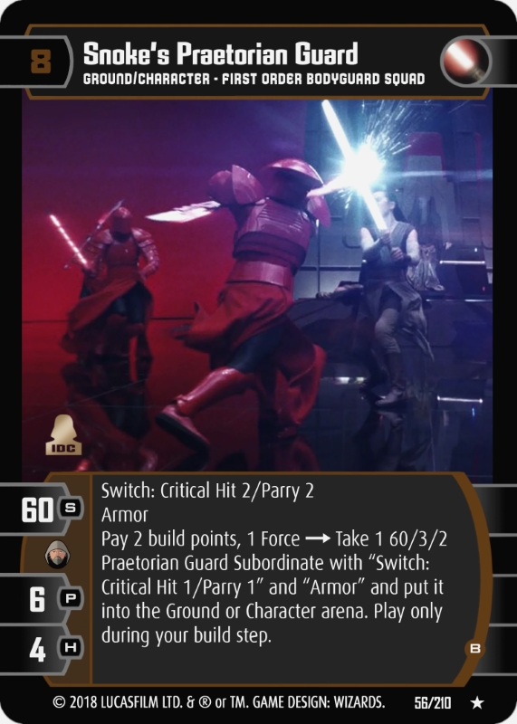 Snoke's Praetorian Guard (B) Card - Star Wars Trading Card Game
