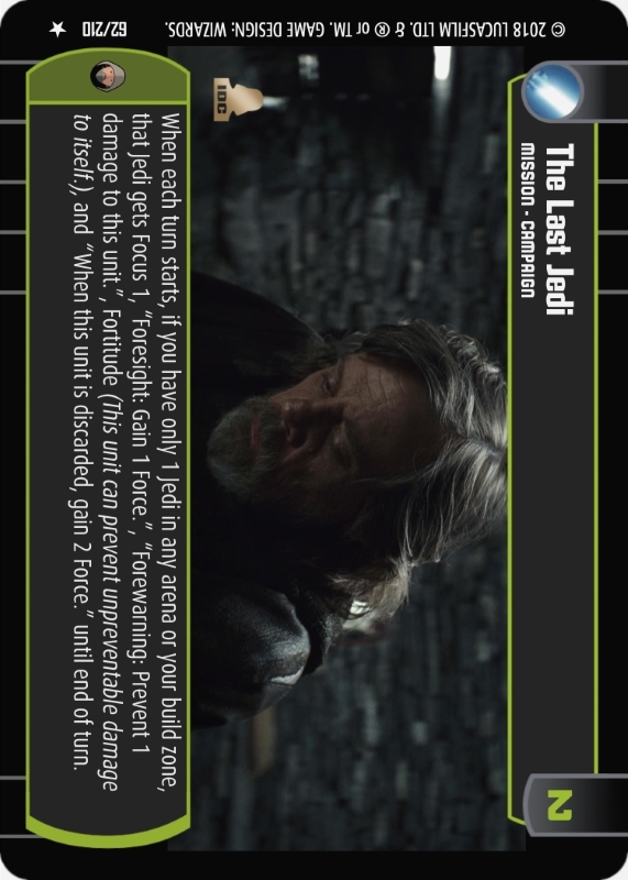 The Last Jedi : A Mission type card for Star Wars Trading Card Game (SWTCG)