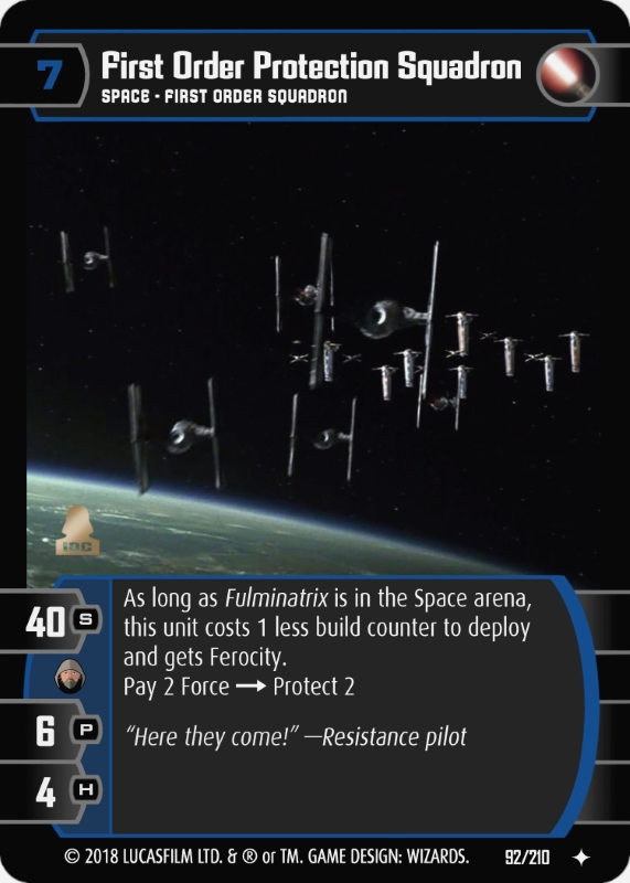 First Order Protection Squadron Card - Star Wars Trading Card Game