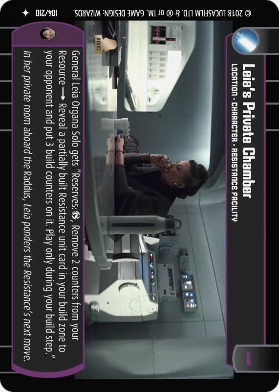 Leia's Private Chamber : A Location type card for Star Wars Trading Card Game (SWTCG)