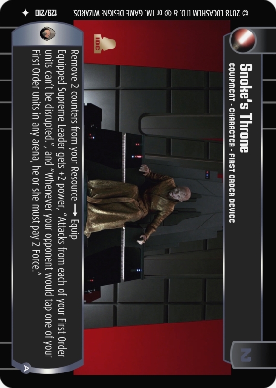 Snoke's Throne (A) : A Equipment type card for Star Wars Trading Card Game (SWTCG)