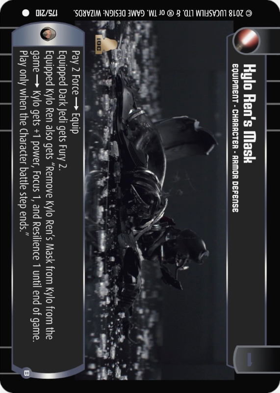 Kylo Ren's Mask (B) : A Equipment type card for Star Wars Trading Card Game (SWTCG)