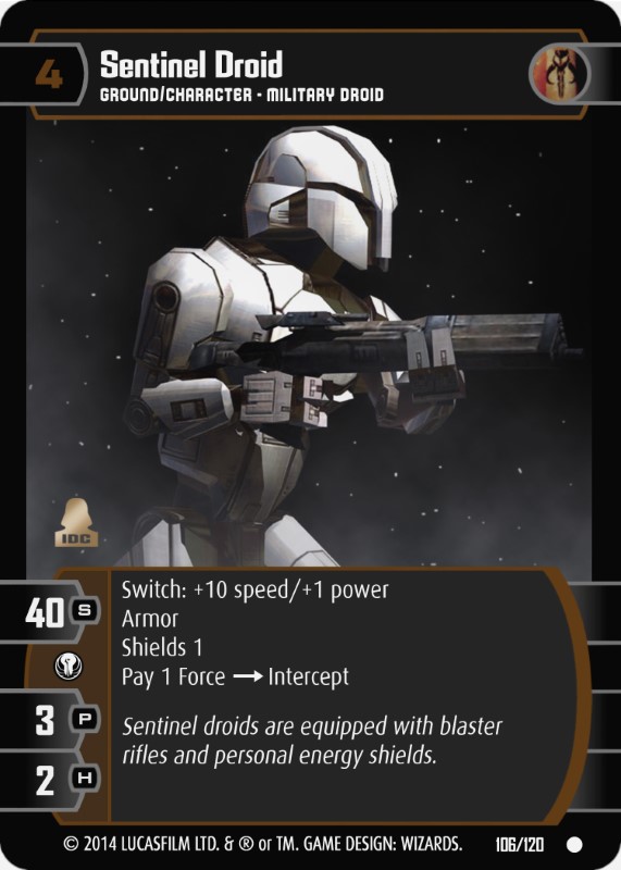 Sentinel Droid Card - Star Wars Trading Card Game