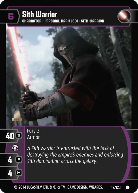 Sith Warrior Card - Star Wars Trading Card Game