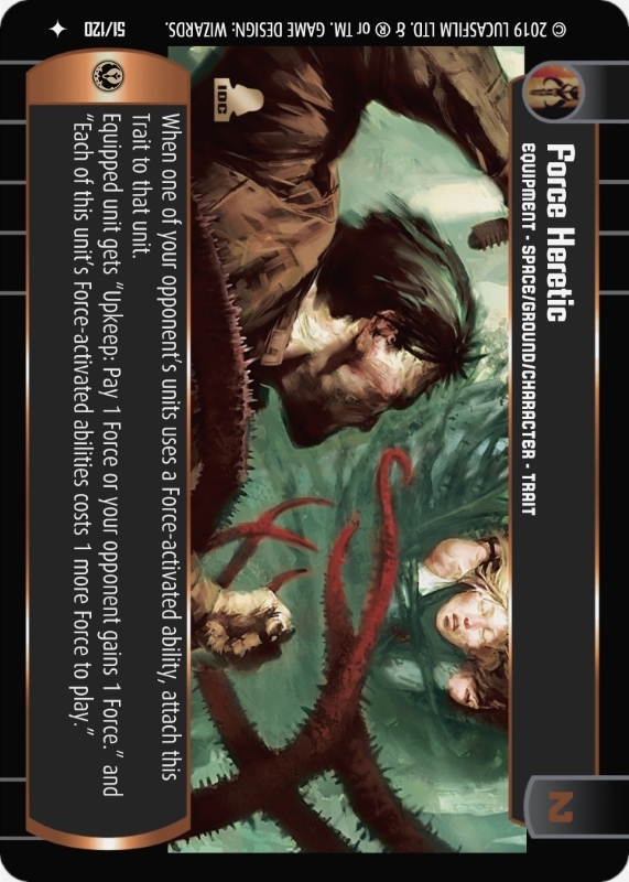 Force Heretic : A Equipment type card for Star Wars Trading Card Game (SWTCG)