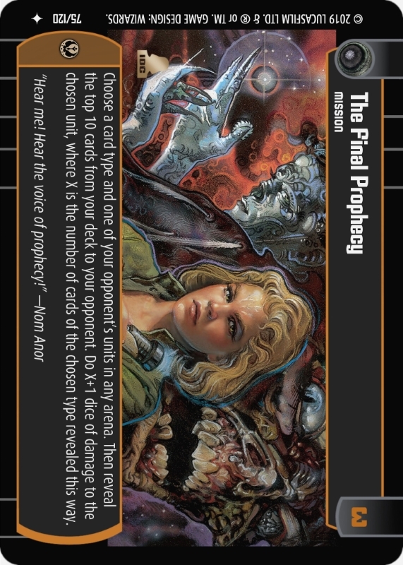 The Final Prophecy : A Mission type card for Star Wars Trading Card Game (SWTCG)